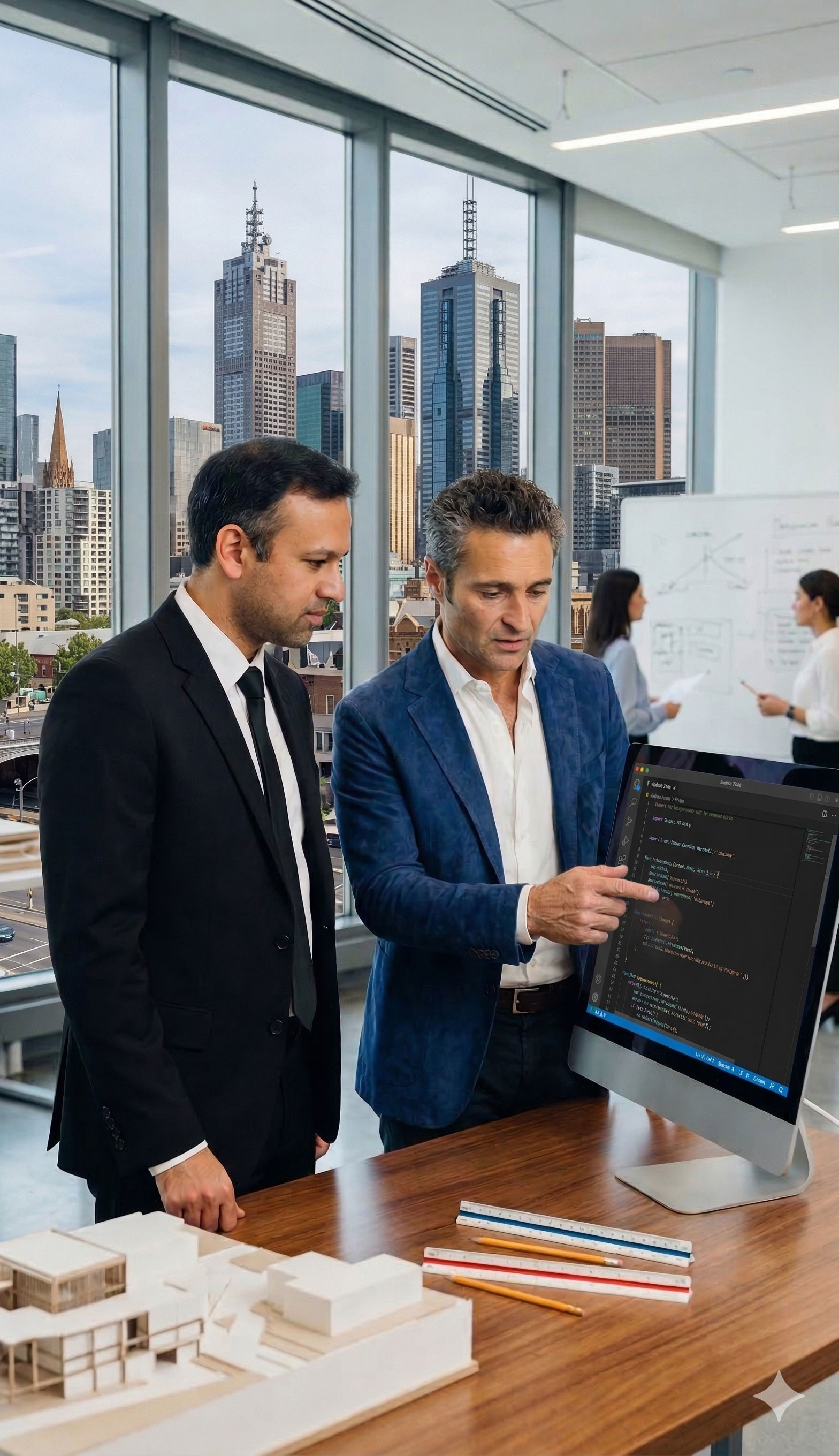 Sam Taylor and Mithun Lakshminarayan, Logic8 co-founders, in their Melbourne office
